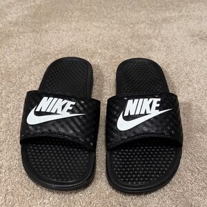 Nike Black Slide Sandals with White Logo